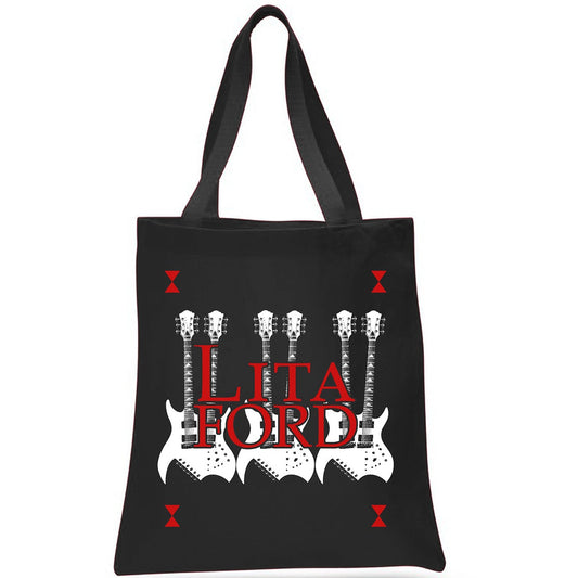 Lita Ford - Double Neck Guitar Logo Tote Bag