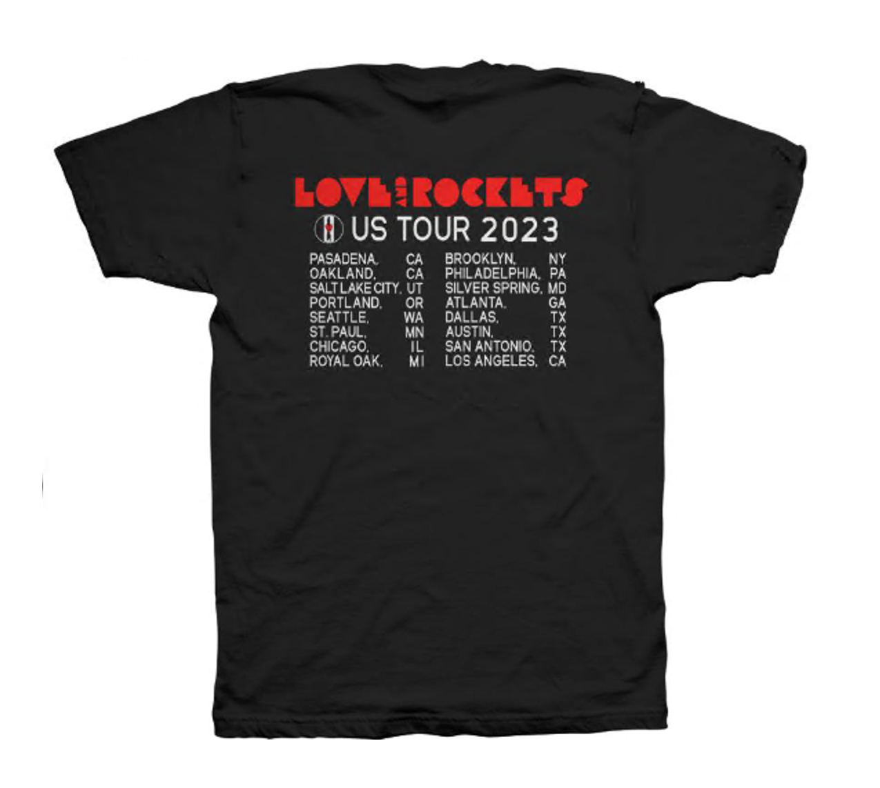 Love and Rockets 2023 Tour Tee with dates