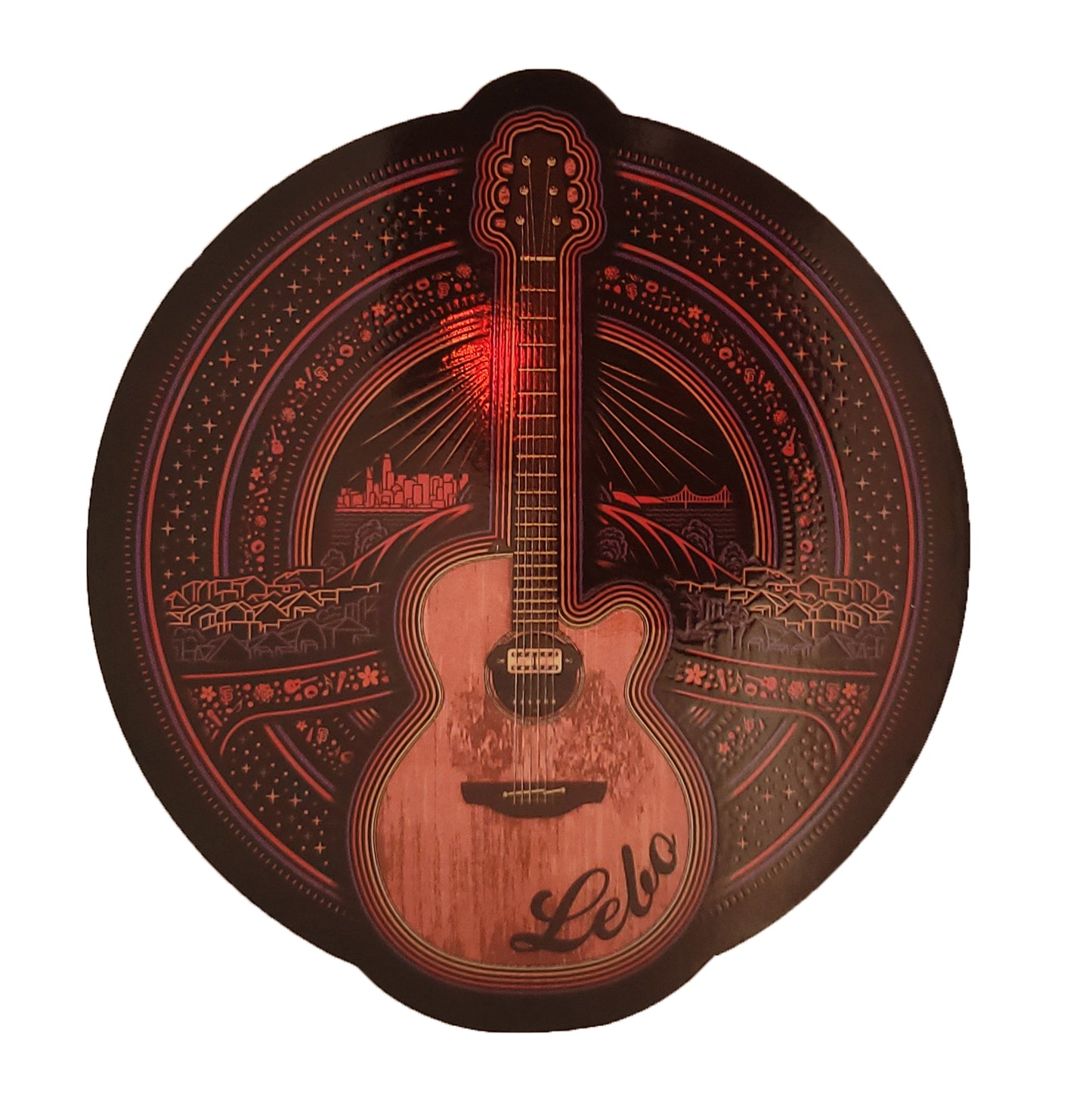 LEBO Guitar Round Sticker