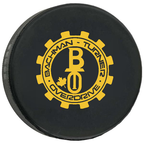 BTO Yellow Gear Logo Hockey Puck