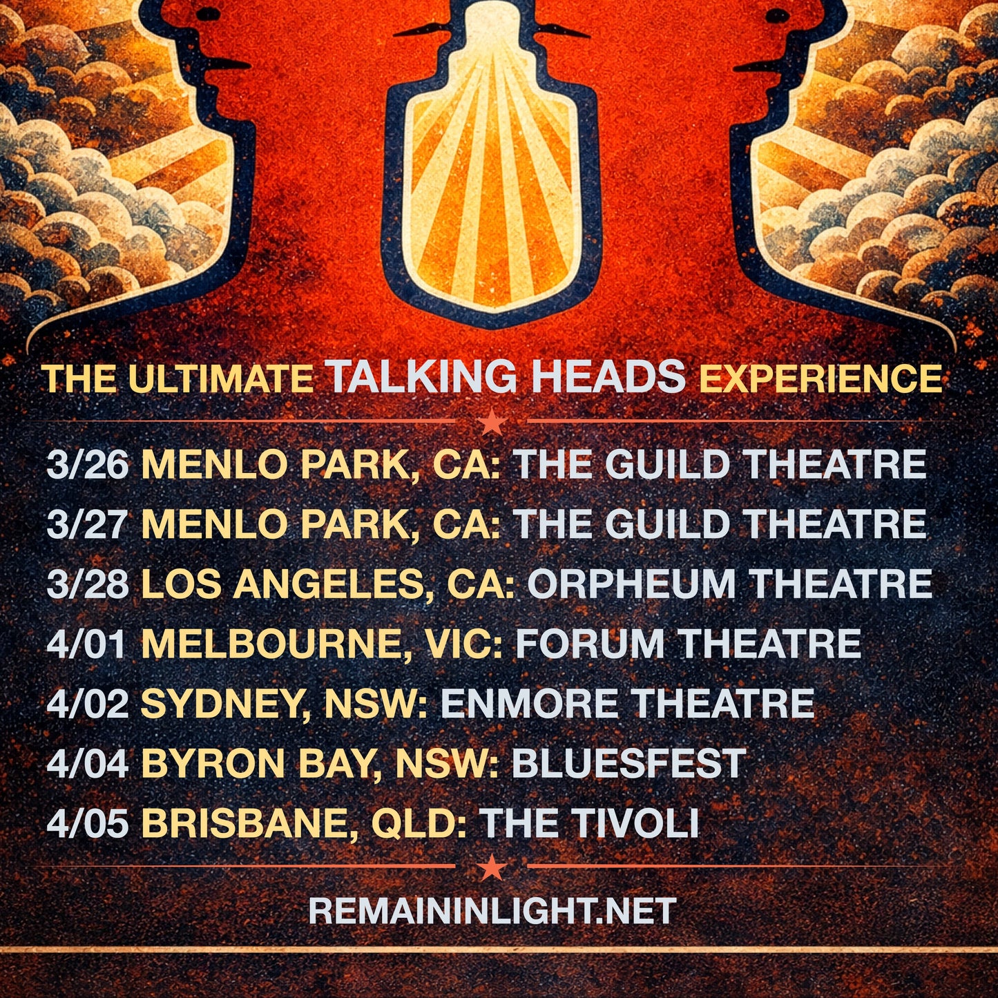 Remain in Light - 2026 Tour Poster