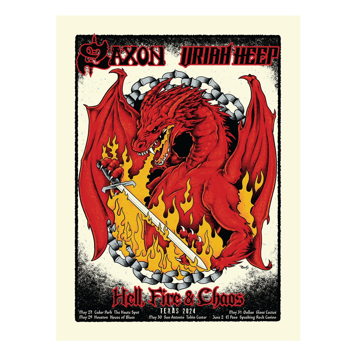 Saxon & Uriah Heep Texas Event Poster