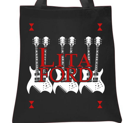 Lita Ford - Double Neck Guitar Logo Tote Bag