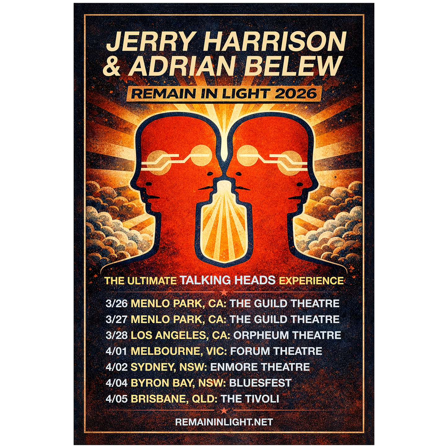 Remain in Light - 2026 Tour Poster