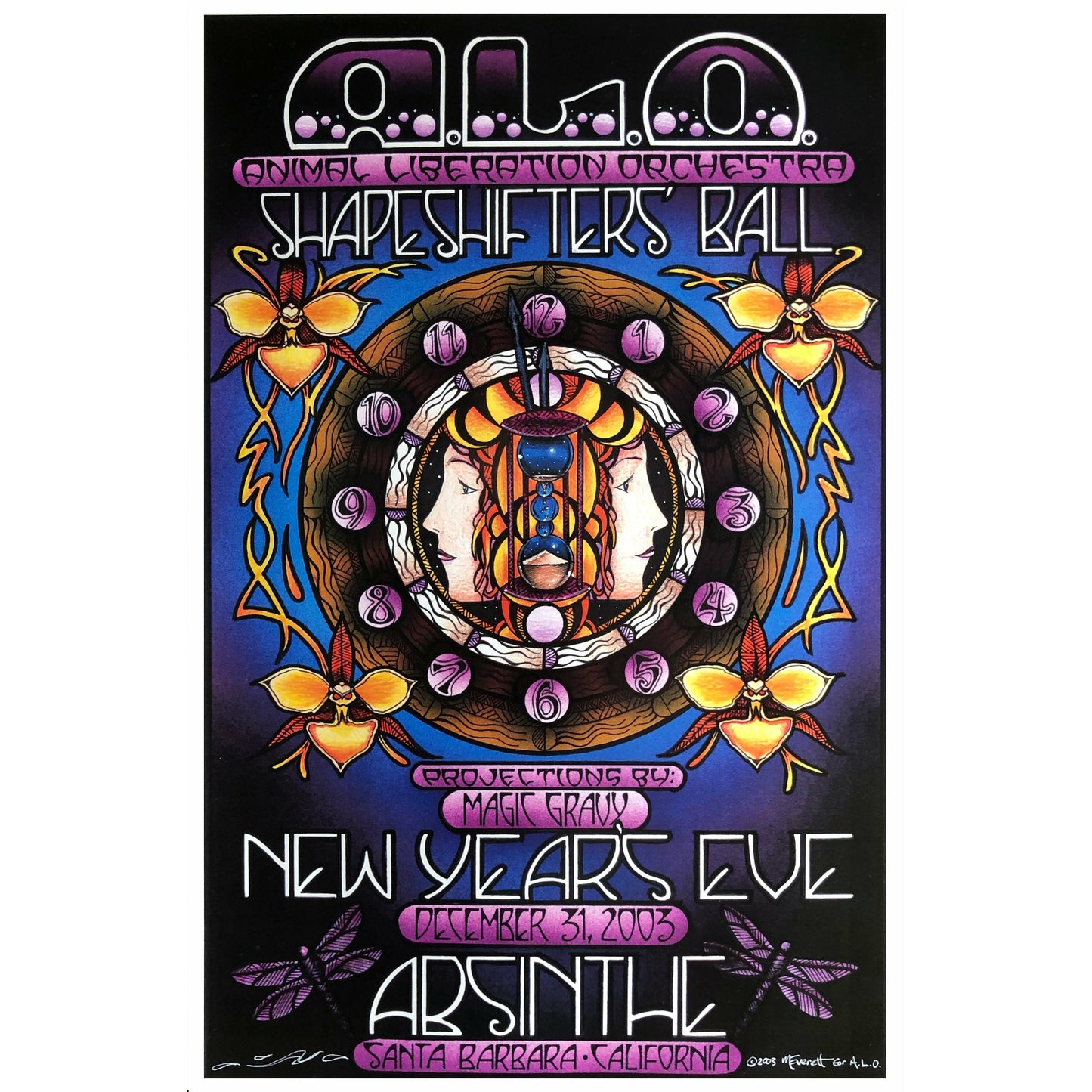 Michael Everett "Shapeshifter's Ball" - Absinthe, Santa Barbara, CA 12/31/03 Poster - Signed by Artist