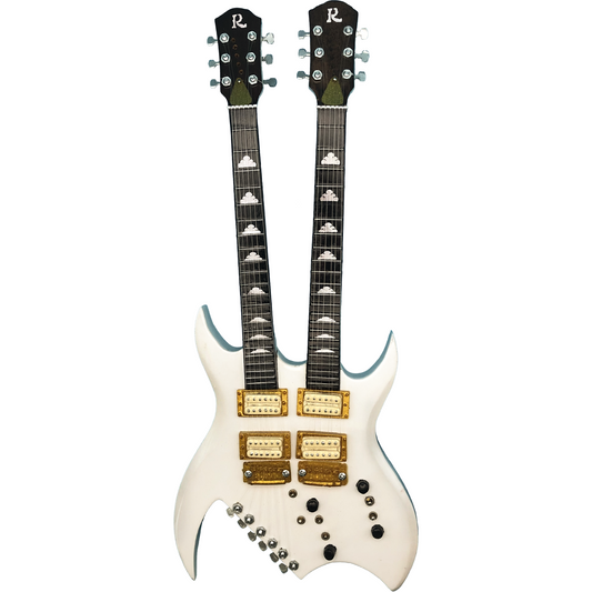 Lita Ford - Limited Edition Signed Mini Replica White Double Neck Guitar