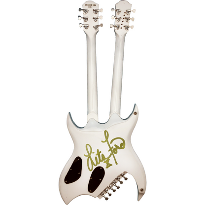 Lita Ford - Limited Edition Signed Mini Replica White Double Neck Guitar