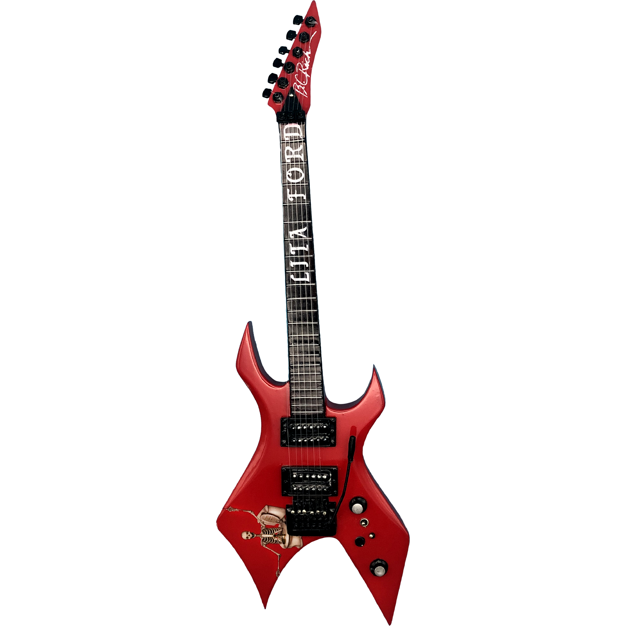 Lita Ford Limited Edition Signed Mini Replica Red Warlock Guitar