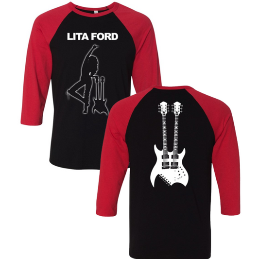 Lita Ford - Silhouette Double Neck Guitar Raglan - NEW