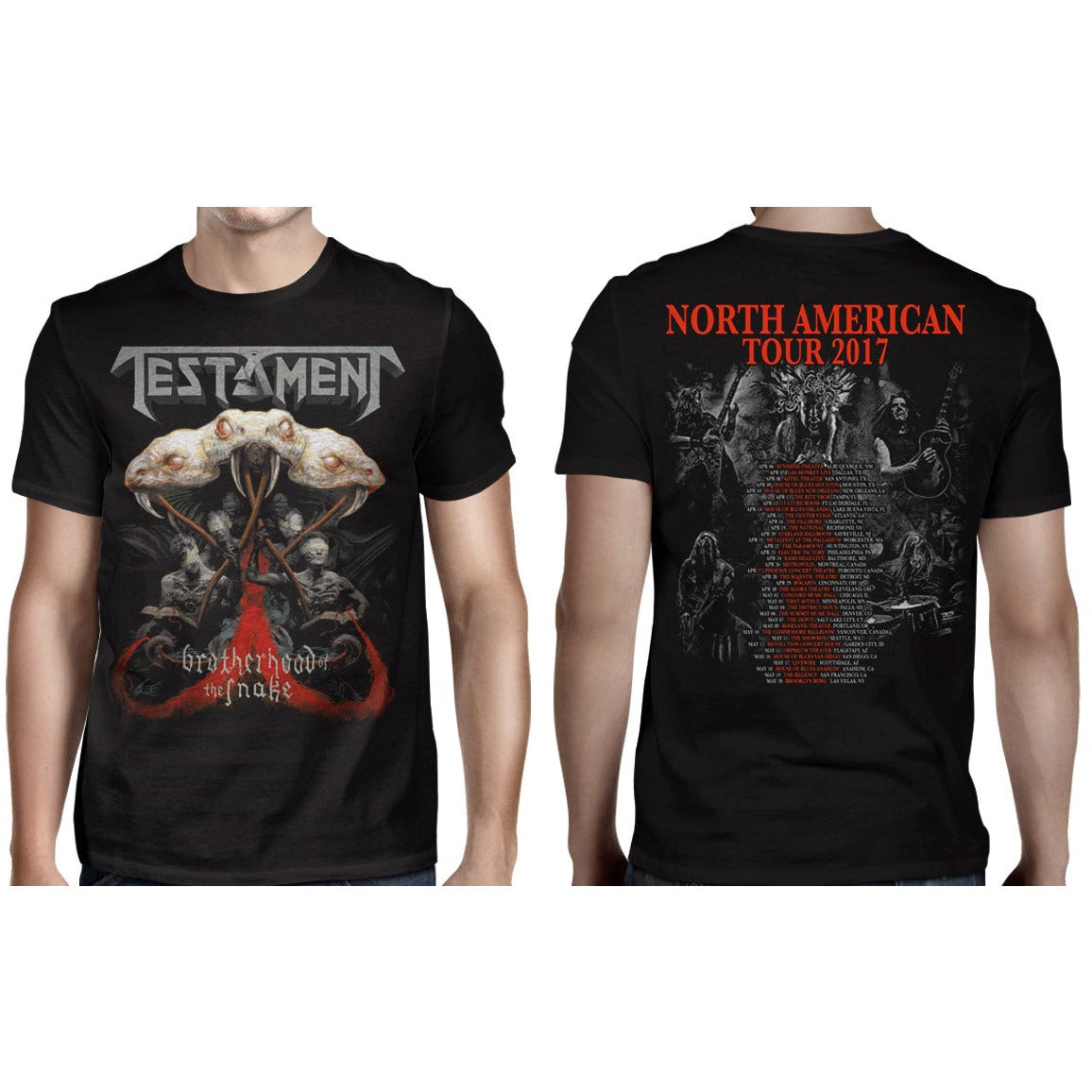 Testament - Brotherhood of the Snake North American 2017 Tour T-Shirt - Black