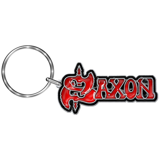 Saxon - Red Logo Metal Keychain