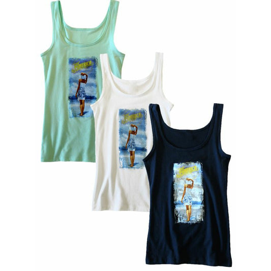 America - Sister Golden Hair Ladies Tank Top